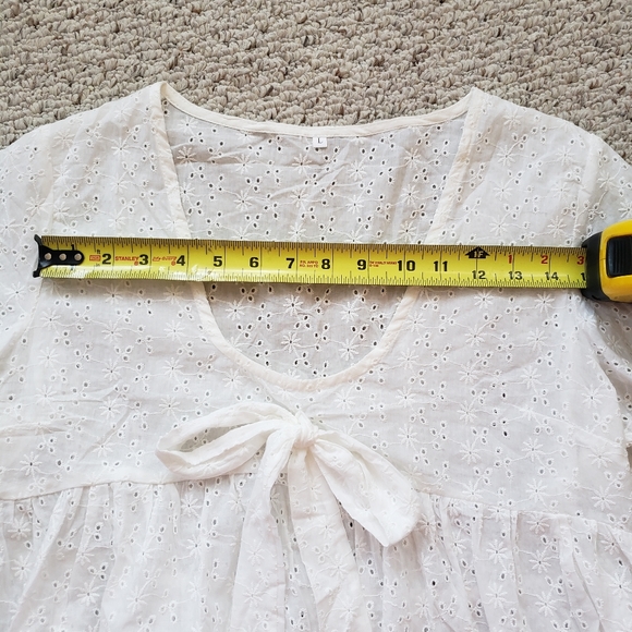 SOLD Eyelet embroidered crop babydoll top - Picture 6 of 6